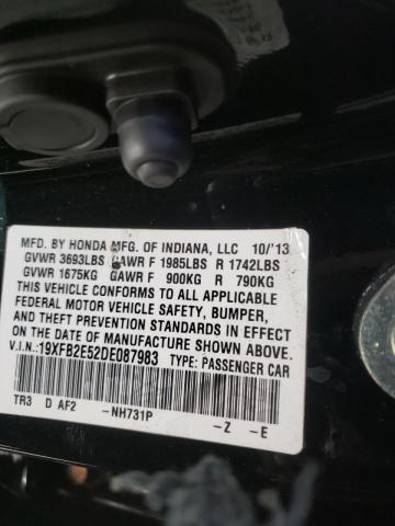 Photo 10 from auction – 2013 HONDA CIVIC LX with VIN 19XFB2E52DE087983