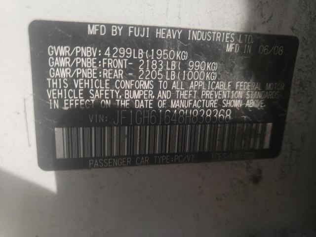Photo 10 from auction – 2008 SUBARU IMPREZA 2. with VIN JF1GH61648H838368