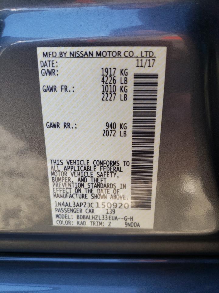 Photo 10 from auction – 2018 NISSAN ALTIMA 2.5 with VIN 1N4AL3AP2JC150920