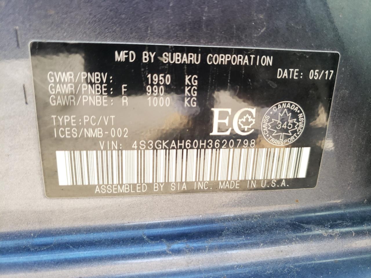 Photo 10 from auction – 2017 SUBARU IMPREZA PR with VIN 4S3GKAH60H3620798