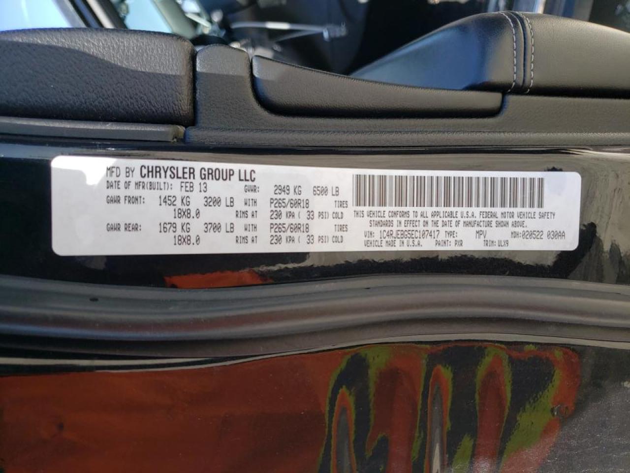 Photo 10 from auction – 2014 JEEP GRAND CHER with VIN 1C4RJEBG5EC107417