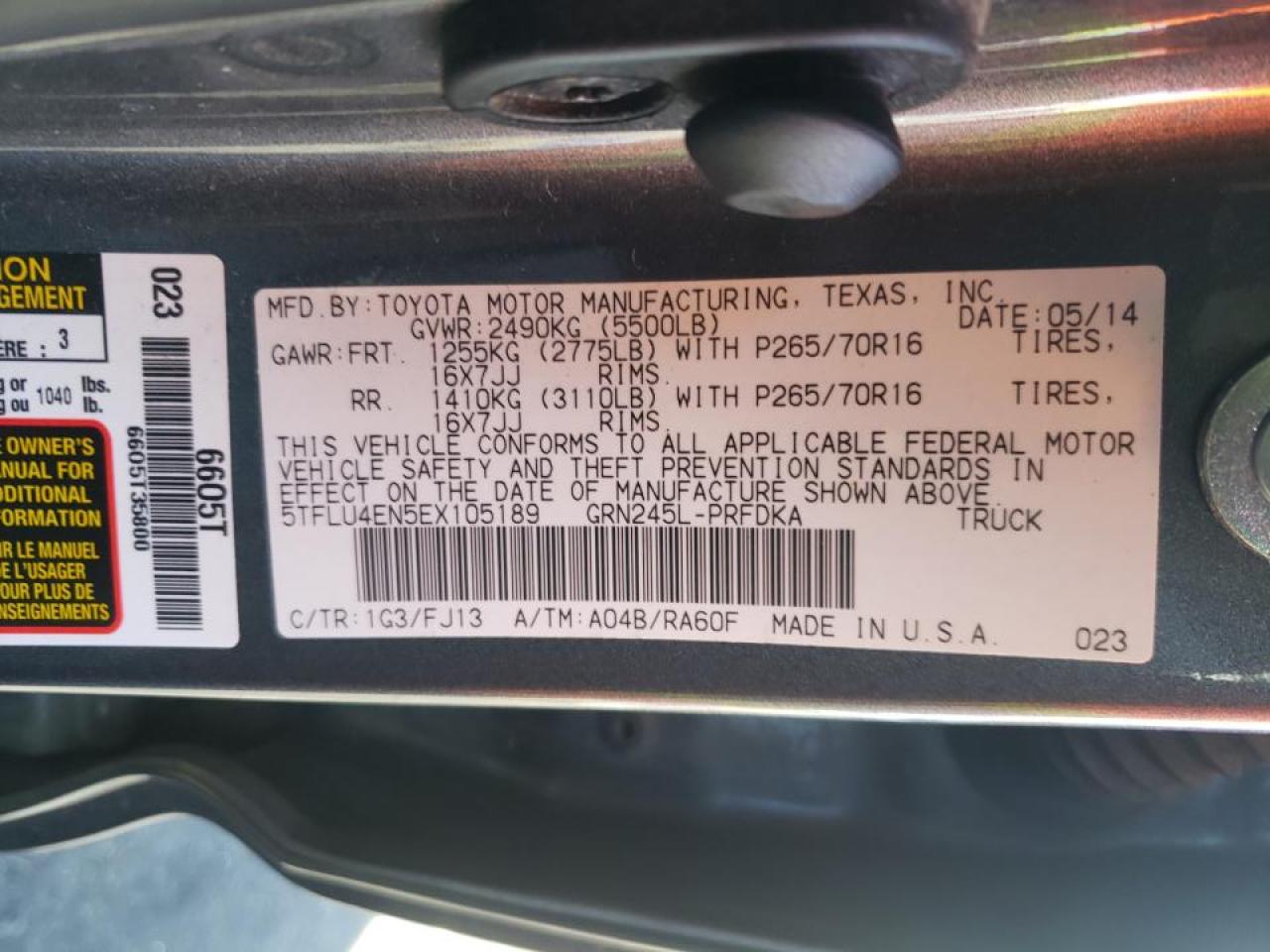 Photo 10 from auction – 2014 TOYOTA TACOMA DOU with VIN 5TFLU4EN5EX105189