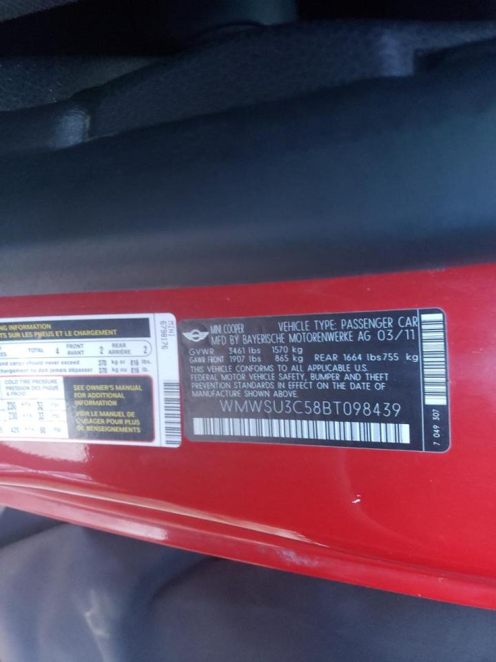Photo 10 from auction – 2011 MINI COOPER with VIN WMWSU3C58BT098439