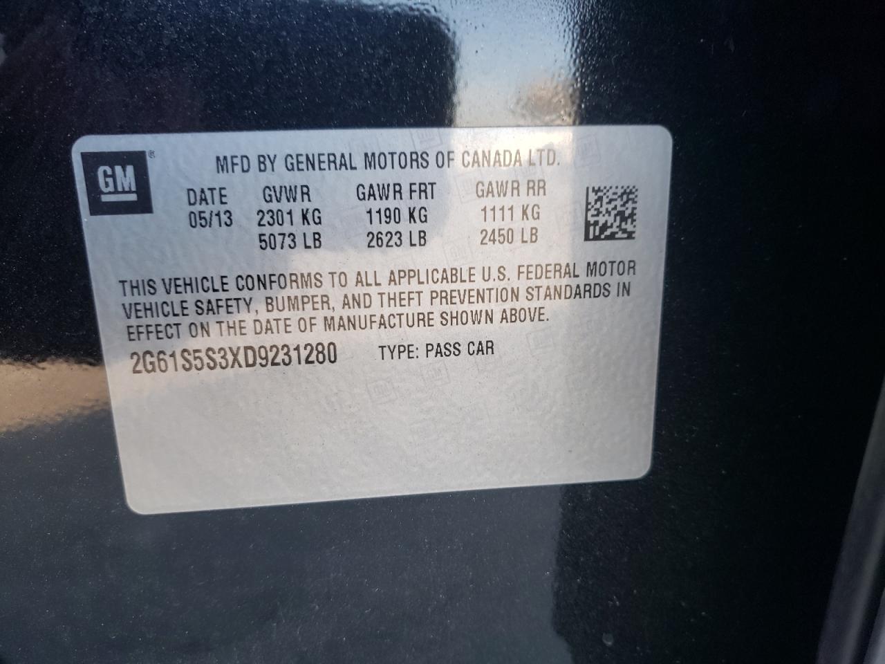 Photo 10 from auction – 2013 CADILLAC XTS PREMIU with VIN 2G61S5S3XD9231280