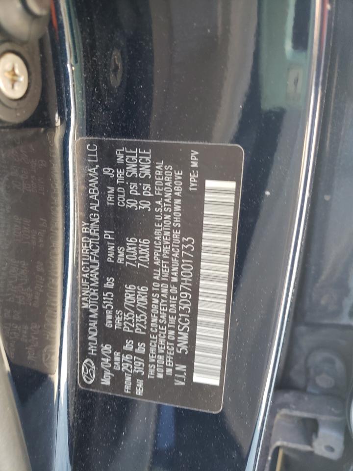 Photo 10 from auction – 2007 HYUNDAI SANTA FE G with VIN 5NMSG13D97H001733