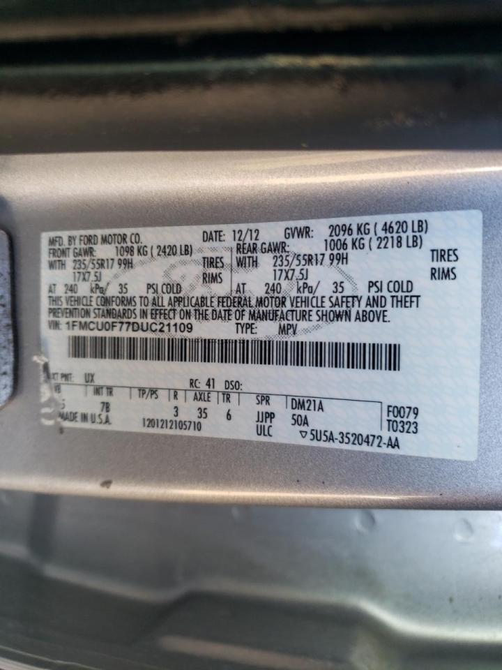 Photo 10 from auction – 2013 FORD ESCAPE S with VIN 1FMCU0F77DUC21109