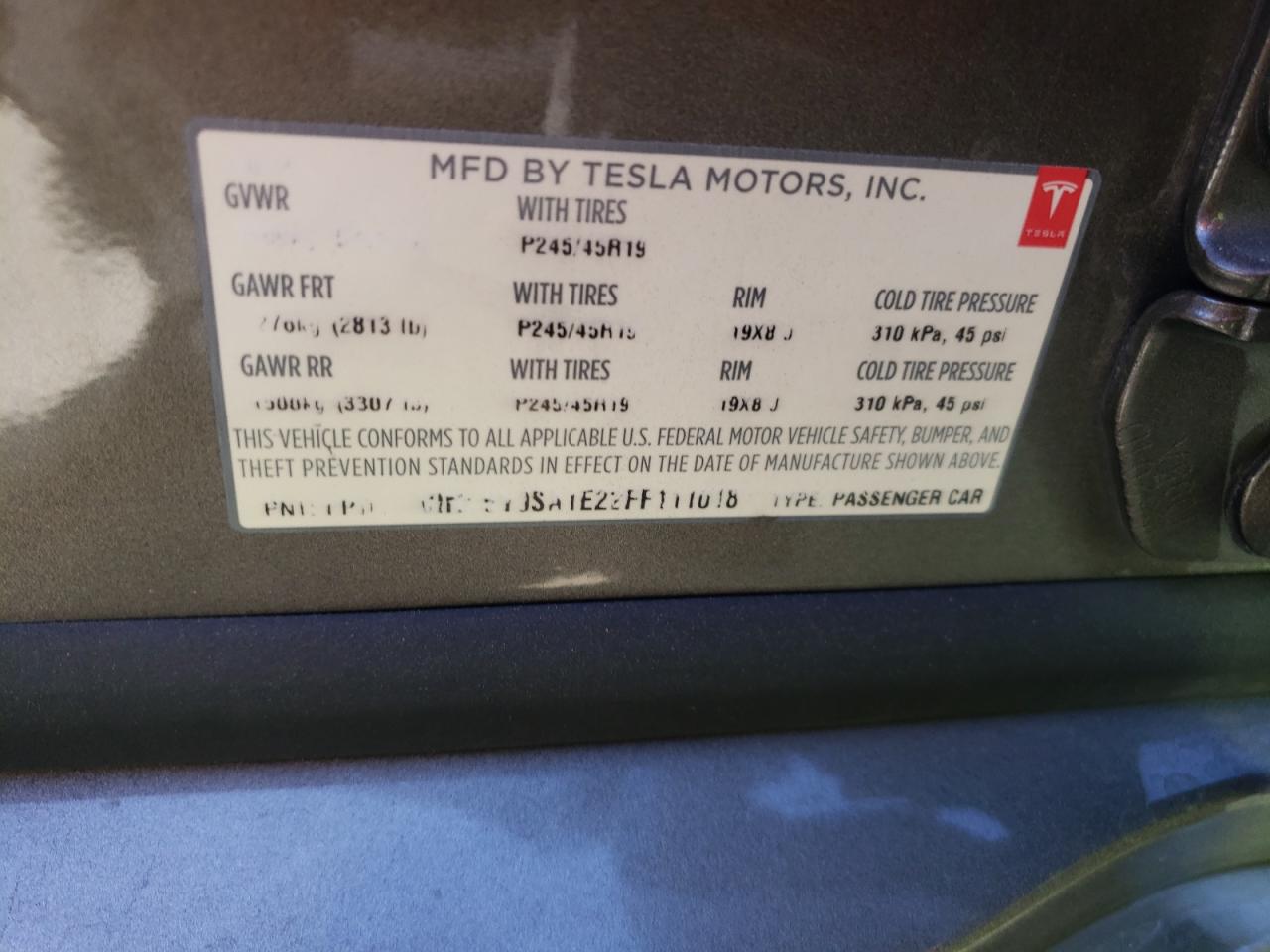 Photo 10 from auction – 2015 TESLA MODEL S with VIN 5YJSA1E22FF111018