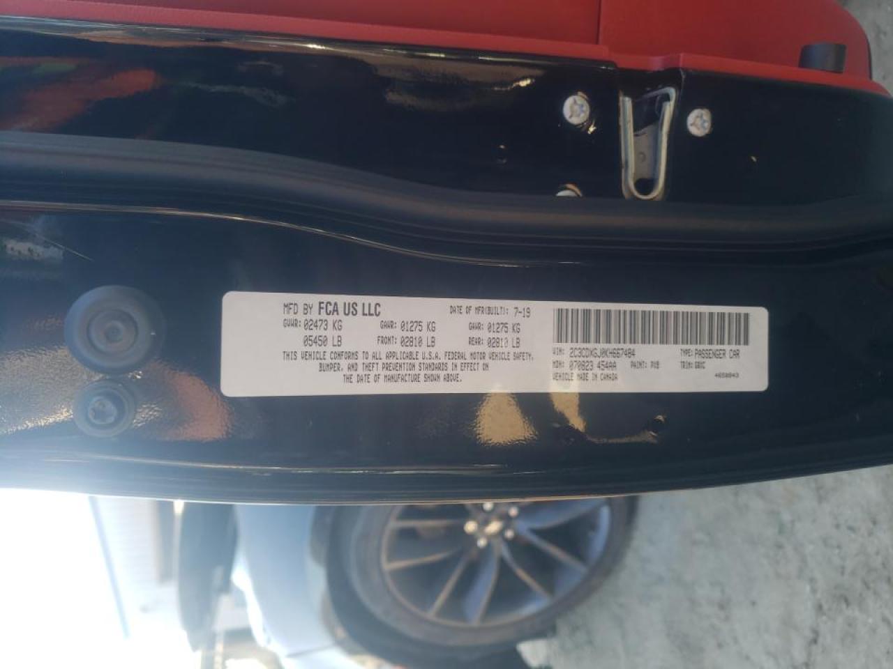 Photo 10 from auction – 2019 DODGE CHARGER SC with VIN 2C3CDXGJ0KH667484