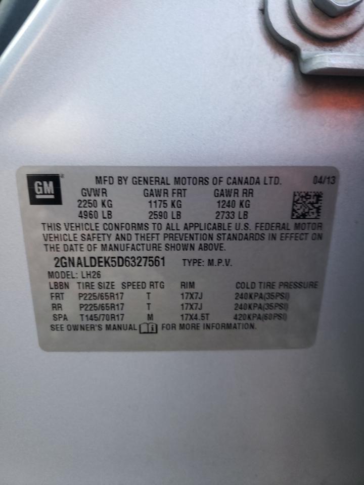 Photo 10 from auction – 2013 CHEVROLET EQUINOX LT with VIN 2GNALDEK5D6327561