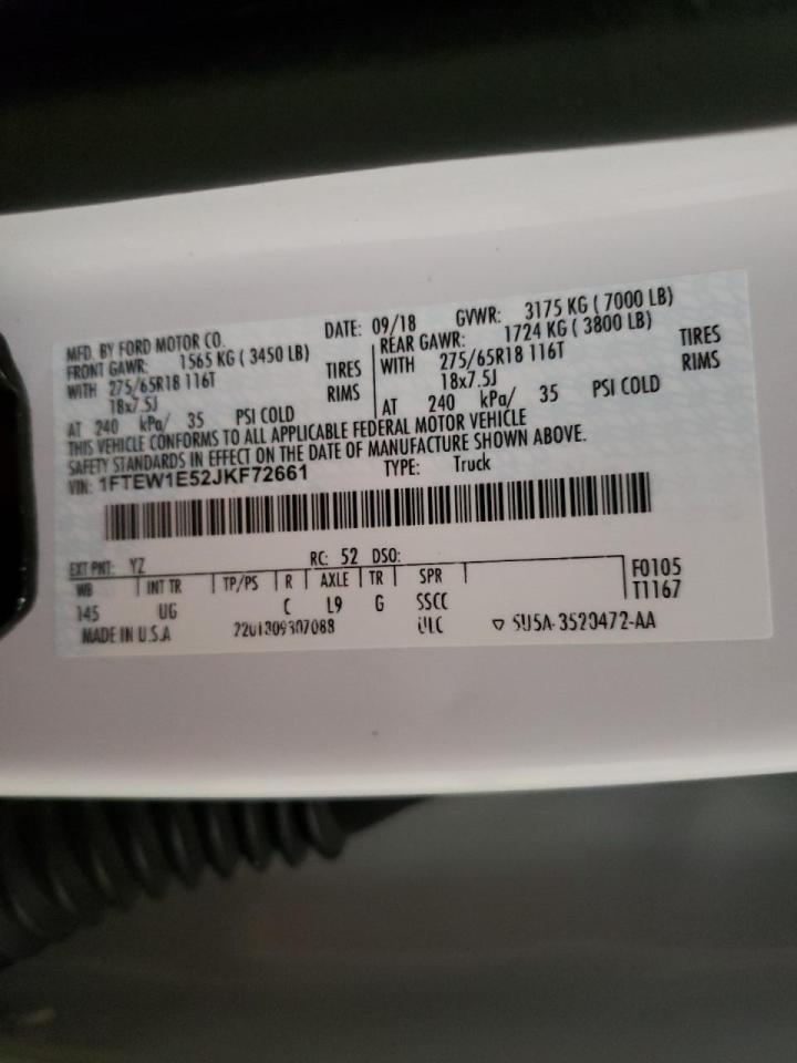 Photo 10 from auction – 2018 FORD F150 SUPER with VIN 1FTEW1E52JKF72661