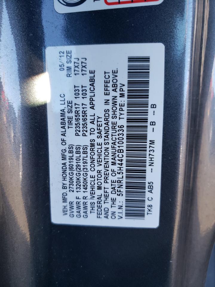 Photo 10 from auction – 2012 HONDA ODYSSEY EX with VIN 5FNRL5H44CB100336