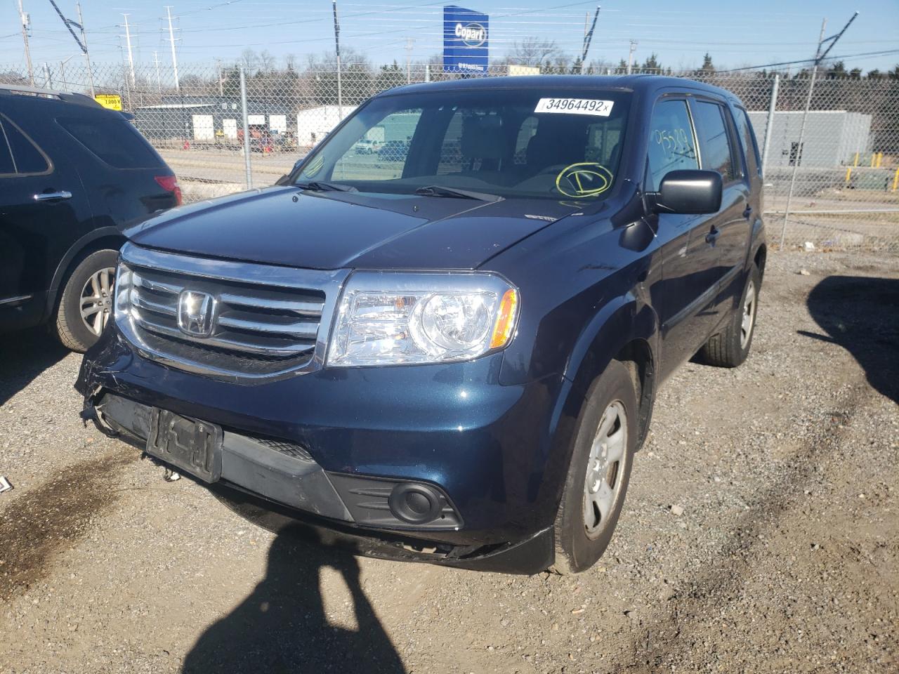 Photo 2 from auction – 2012 HONDA PILOT LX with VIN 5FNYF4H29CB039772