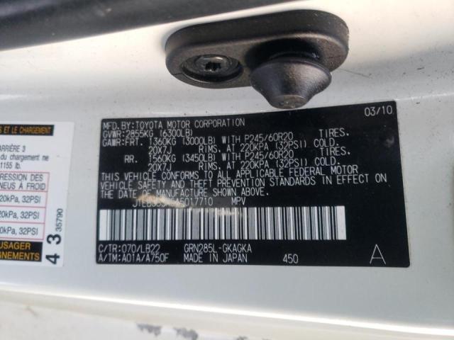 Photo 10 from auction – 2010 TOYOTA 4RUNNER SR with VIN JTEBU5JR5A5017710