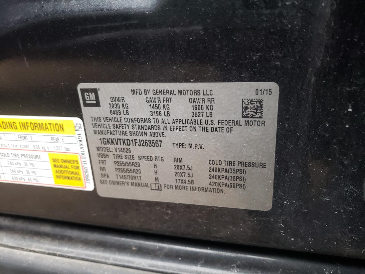 Photo 10 from auction – 2015 GMC ACADIA DEN with VIN 1GKKVTKD1FJ263567