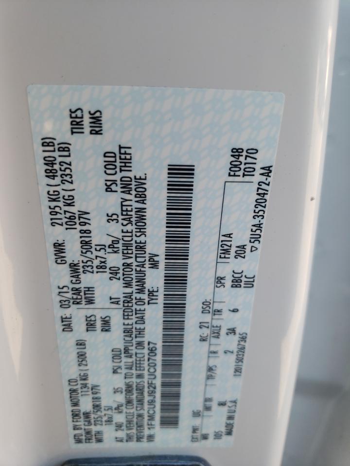 Foto 10 de la subasta – 2015 FORD ESCAPE TIT con VIN 1FMCU9J92FUC07067
