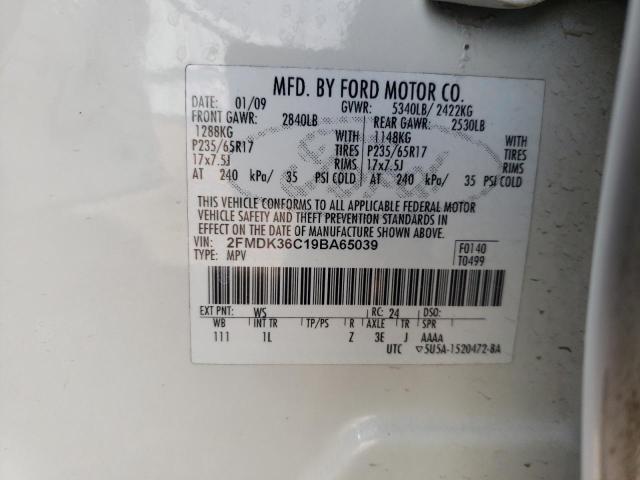 Photo 10 from auction – 2009 FORD EDGE SE with VIN 2FMDK36C19BA65039