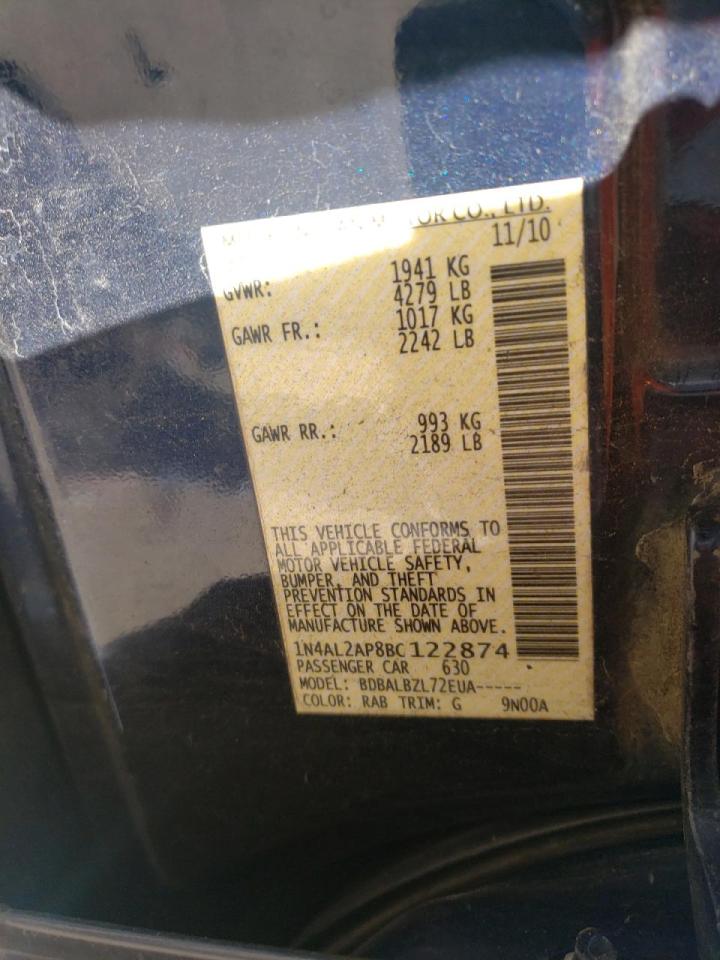 Photo 10 from auction – 2011 NISSAN ALTIMA BAS with VIN 1N4AL2AP8BC122874