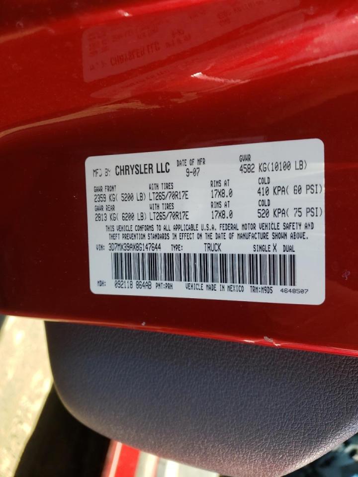 Photo 10 from auction – 2008 DODGE RAM 3500 with VIN 3D7MX39AX8G147644