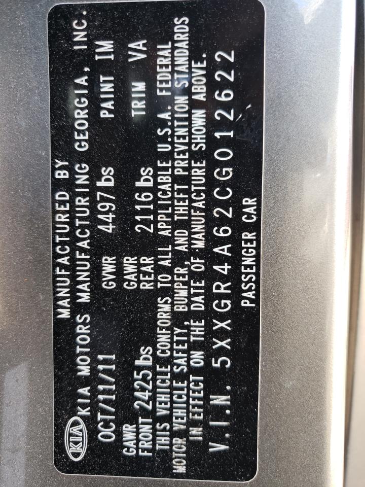 Photo 10 from auction – 2012 KIA OPTIMA SX with VIN 5XXGR4A62CG012622