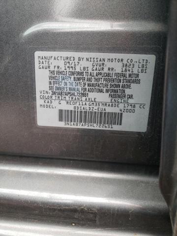 Photo 10 from auction – 2017 NISSAN SENTRA S with VIN 3N1AB7AP5HL722651
