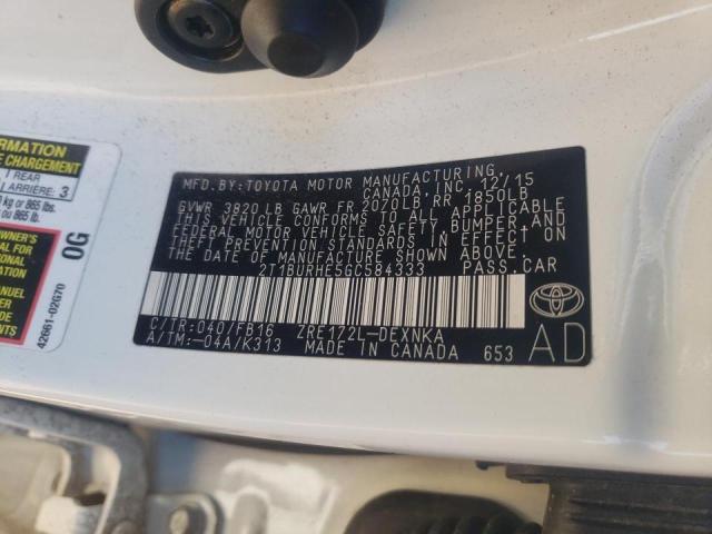 Photo 10 from auction – 2016 TOYOTA COROLLA L with VIN 2T1BURHE5GC584333