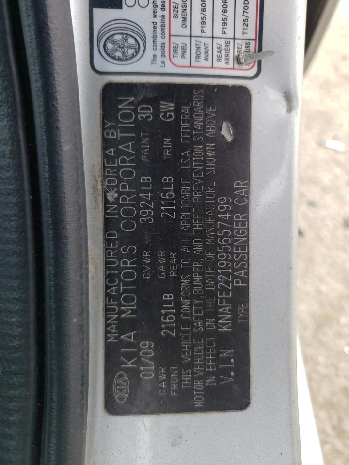 Foto 10 de la subasta – 2009 KIA SPECTRA EX con VIN KNAFE221995657499