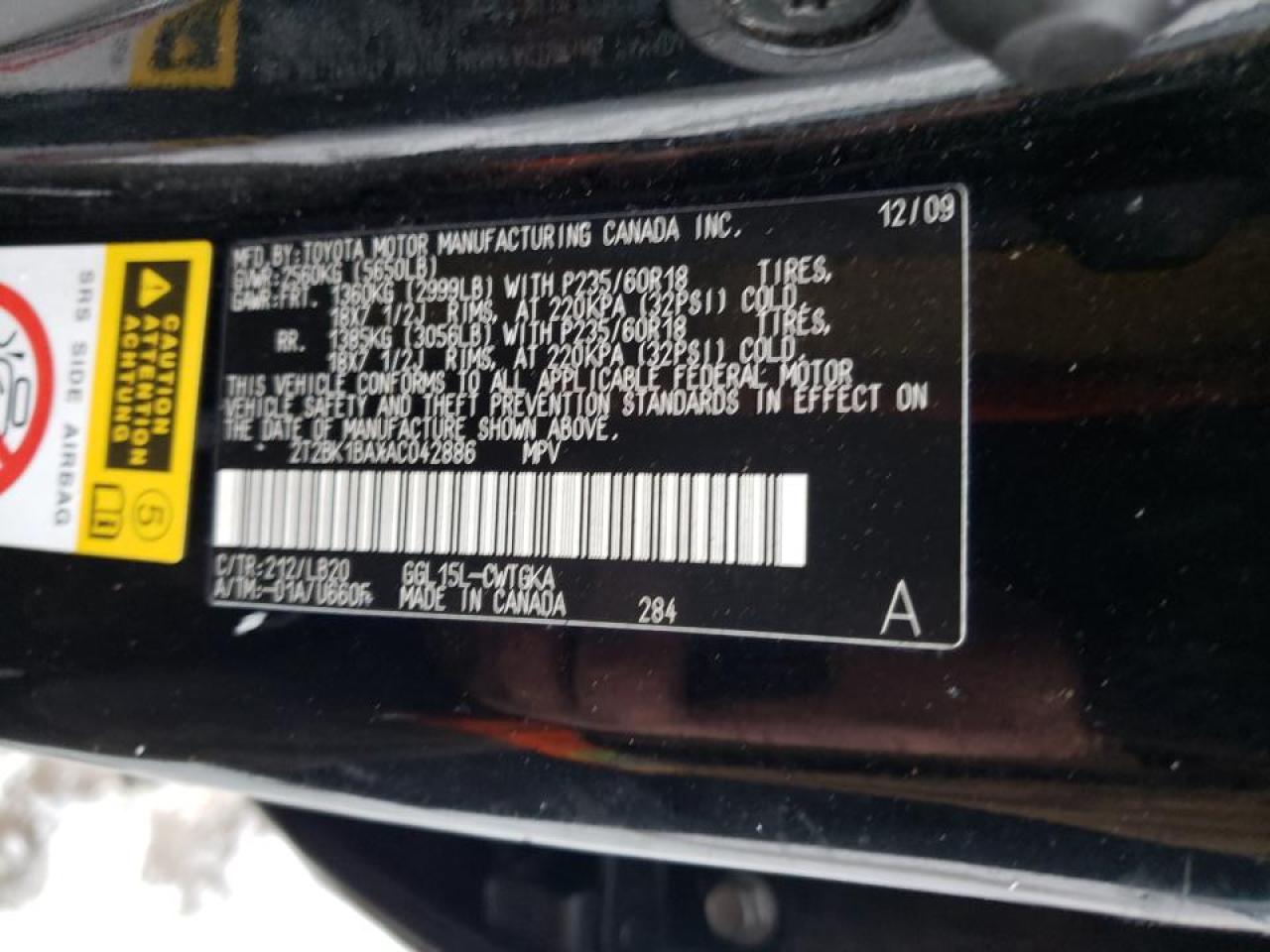 Photo 10 from auction – 2010 LEXUS RX 350 with VIN 2T2BK1BAXAC042886