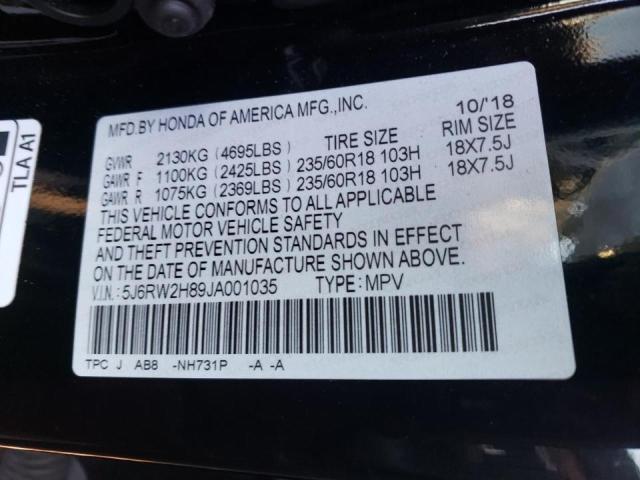 Photo 10 from auction – 2018 HONDA CR-V EXL with VIN 5J6RW2H89JA001035