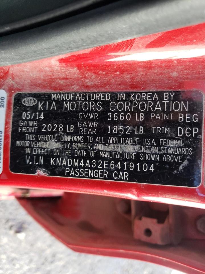 Photo 10 from auction – 2014 KIA RIO LX with VIN KNADM4A32E6419104