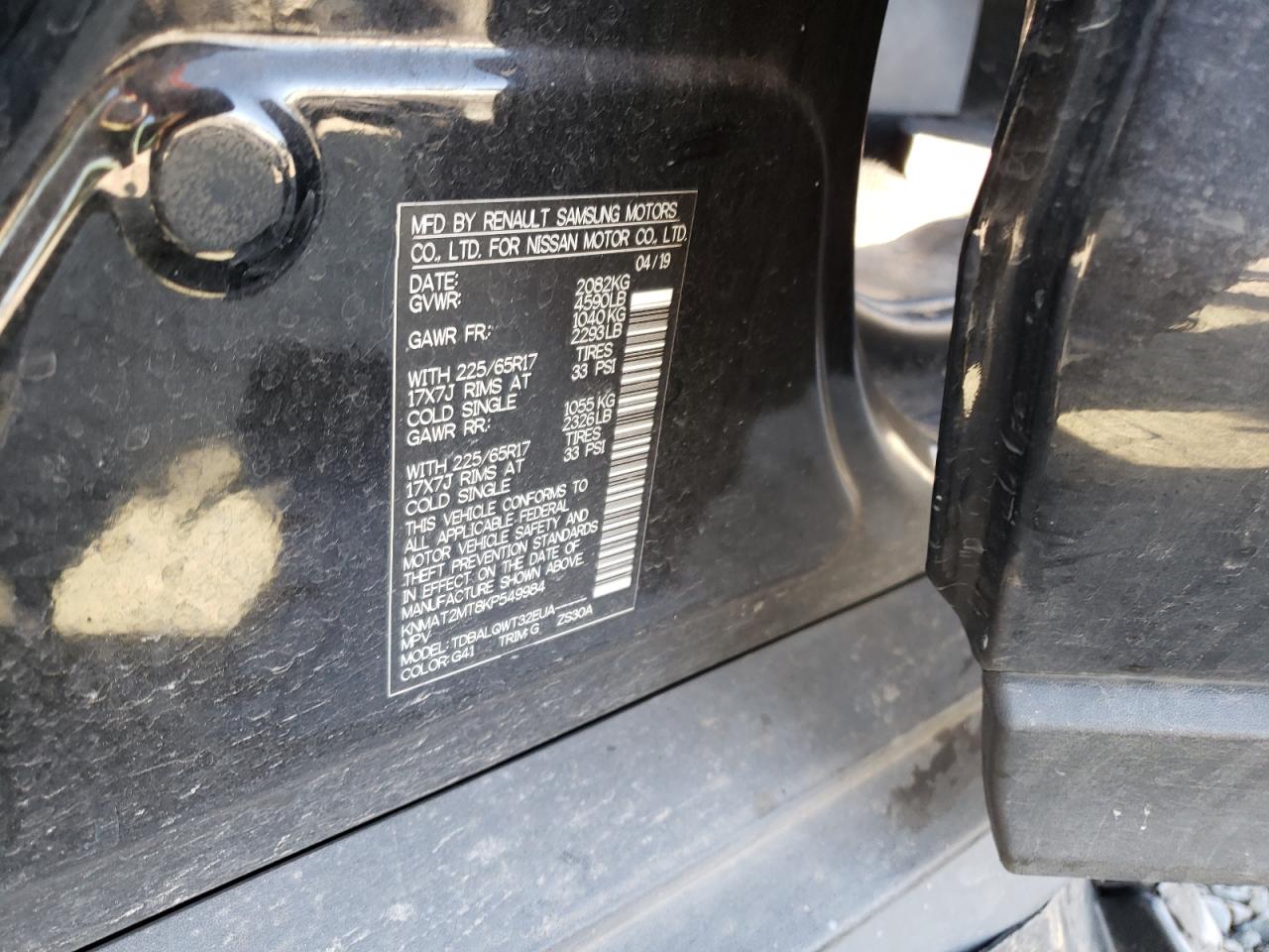 Photo 10 from auction – 2019 NISSAN ROGUE S with VIN KNMAT2MT8KP549984