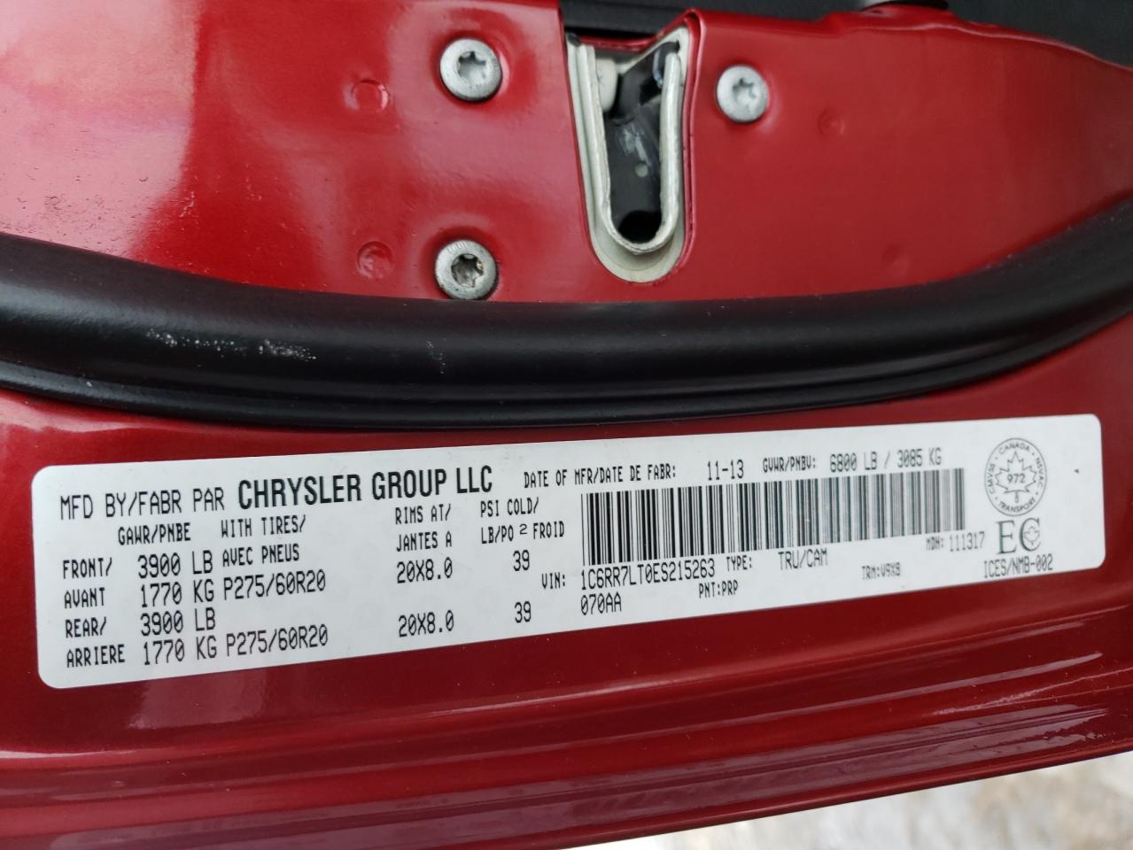 Photo 10 from auction – 2014 RAM 1500 SLT with VIN 1C6RR7LT0ES215263