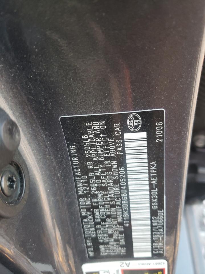 Photo 10 from auction – 2011 TOYOTA AVALON BAS with VIN 4T1BK3DB6BU405206