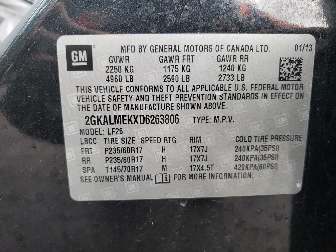 Photo 10 from auction – 2017 GMC TERRAIN SL with VIN 2GKALMEKXD6263806