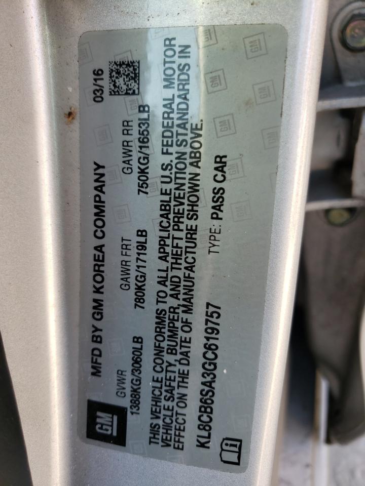 Photo 10 from auction – 2016 CHEVROLET SPARK LS with VIN KL8CB6SA3GC619757