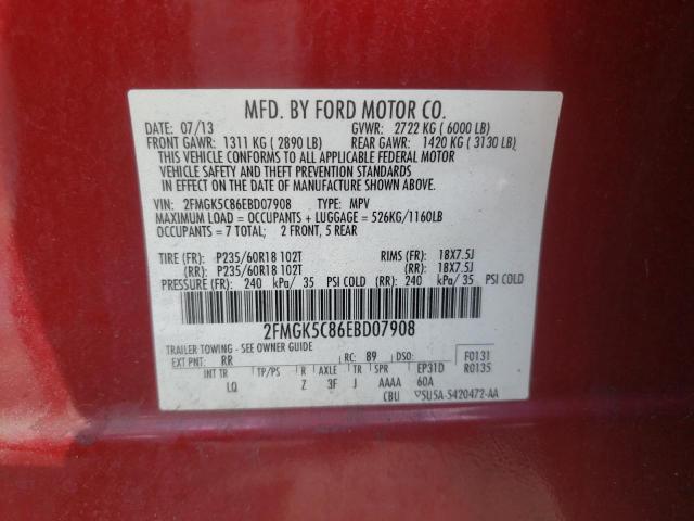 Photo 10 from auction – 2014 FORD FLEX SEL with VIN 2FMGK5C86EBD07908
