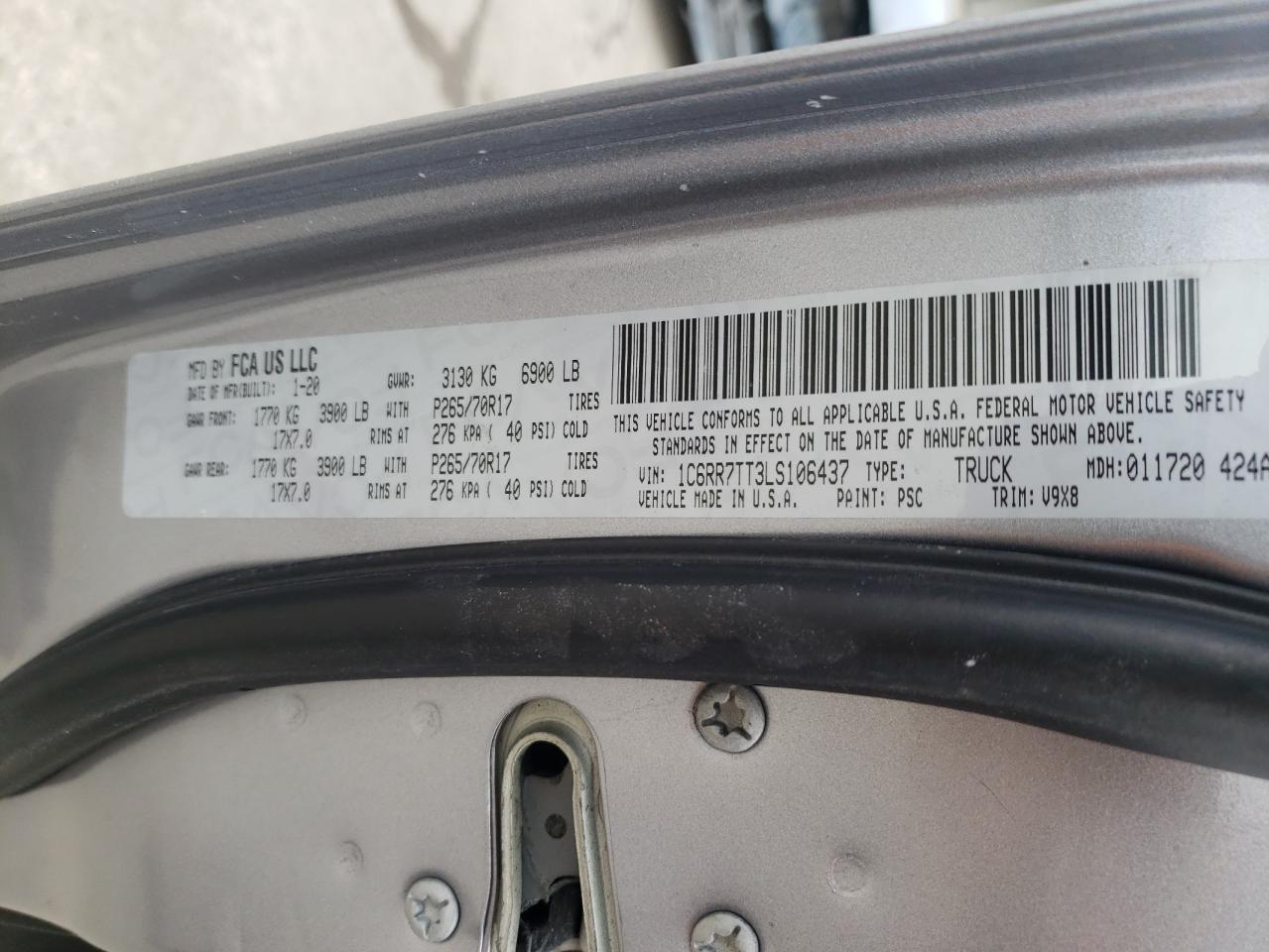 Photo 10 from auction – 2020 RAM 1500 CLASS with VIN 1C6RR7TT3LS106437