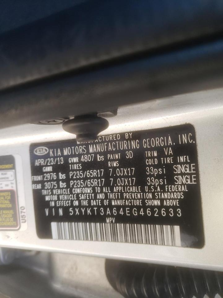 Photo 10 from auction – 2014 KIA SORENTO LX with VIN 5XYKT3A64EG462633
