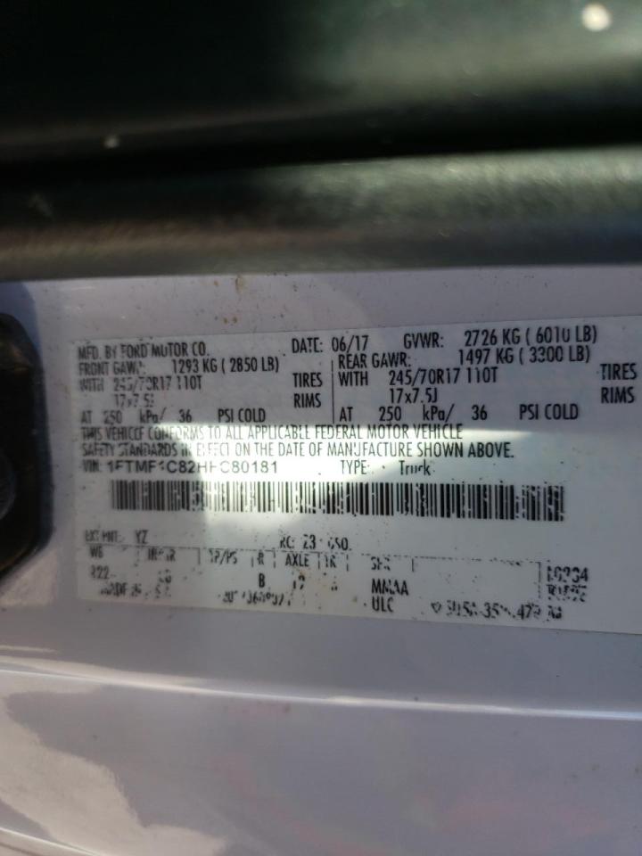 Photo 10 from auction – 2017 FORD F150 with VIN 1FTMF1C82HFC80181