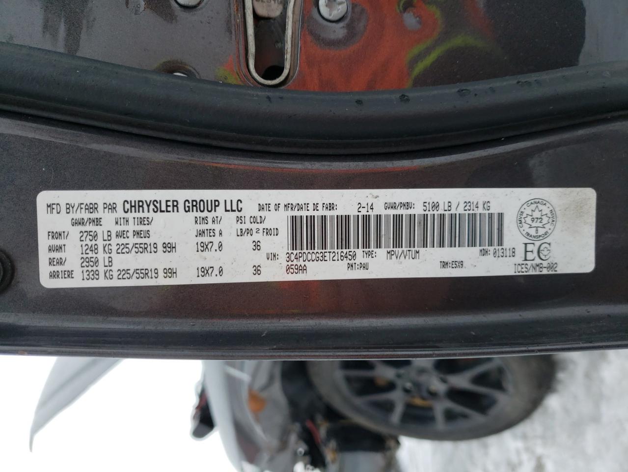 Photo 10 from auction – 2014 DODGE JOURNEY SX with VIN 3C4PDCCG3ET216450