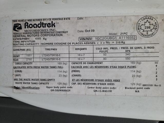 Photo 10 from auction – 2010 CHEVROLET EXPRESS G3 with VIN 1GC2GUBG1A1116552