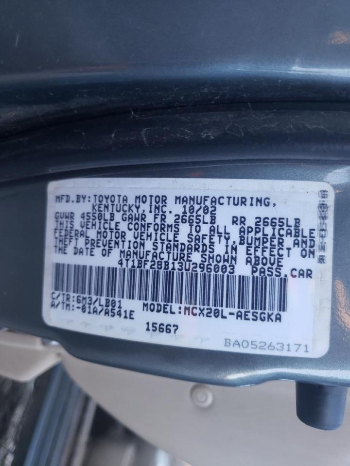 Photo 10 from auction – 2003 TOYOTA AVALON XL with VIN 4T1BF28B13U296003
