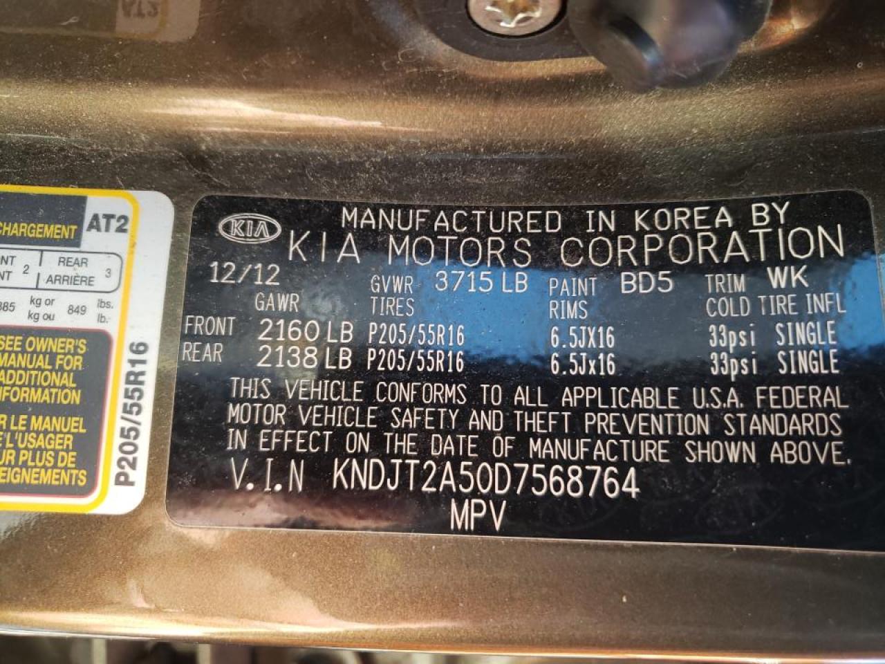 Photo 10 from auction – 2013 KIA SOUL with VIN KNDJT2A50D7568764