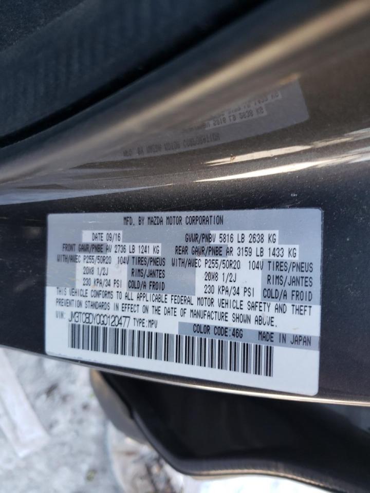 Photo 10 from auction – 2016 MAZDA CX-9 GRAND with VIN JM3TCBDY0G0120477