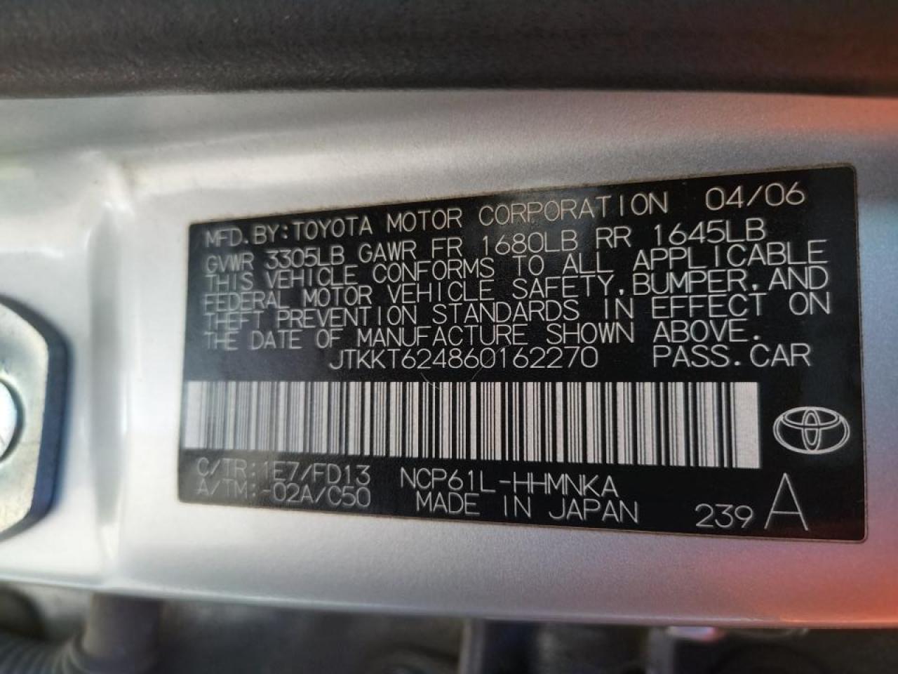 Photo 10 from auction – 2006 TOYOTA SCION XA with VIN JTKKT624860162270