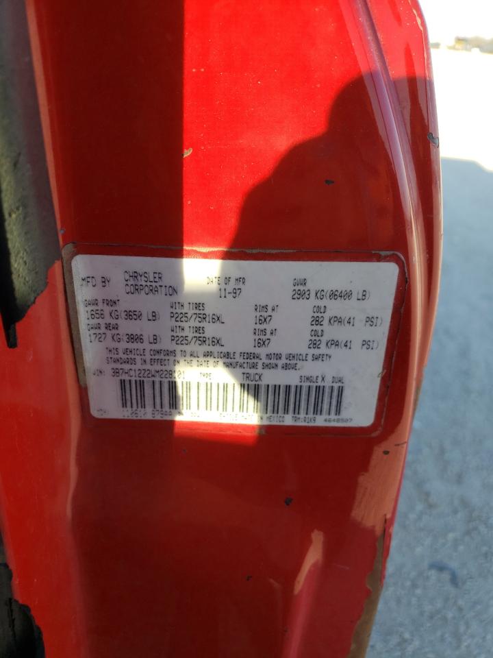Photo 10 from auction – 1998 DODGE RAM 1500 with VIN 3B7HC12Z2WM228101