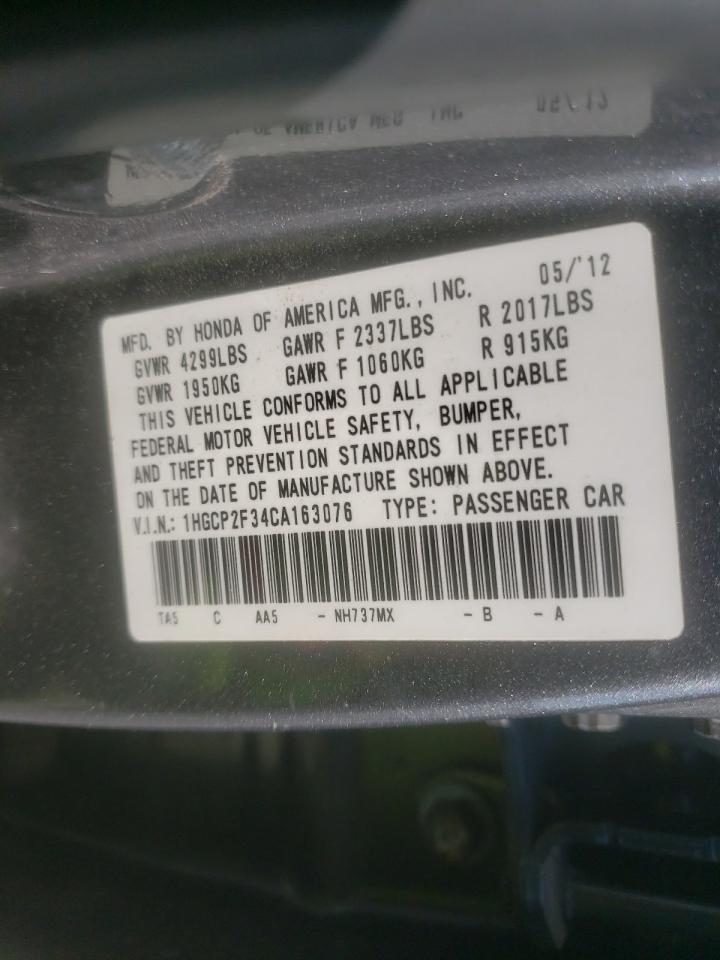 Photo 10 from auction – 2012 HONDA ACCORD LX with VIN 1HGCP2F34CA163076