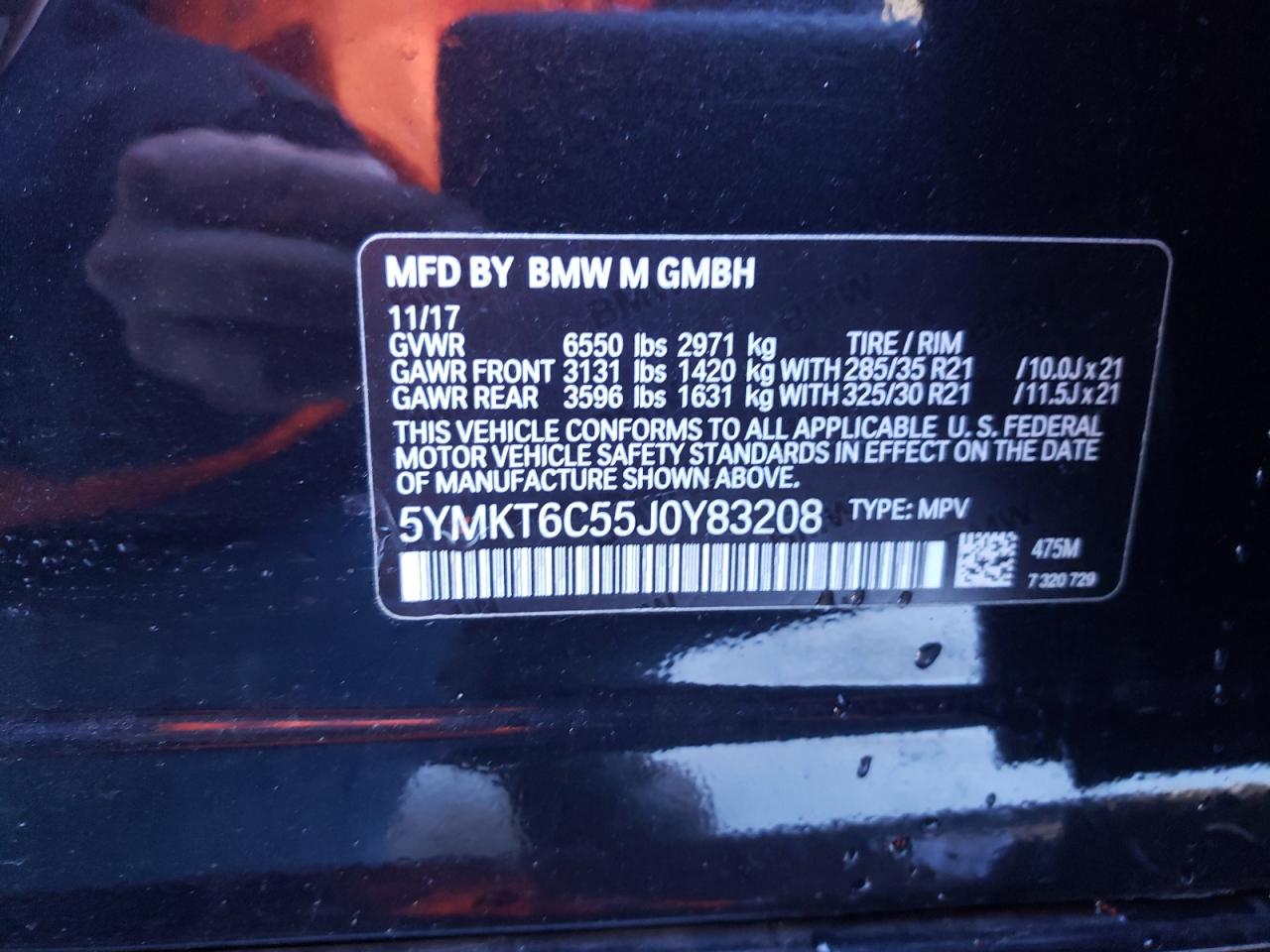 Photo 10 from auction – 2018 BMW X5 M with VIN 5YMKT6C55J0Y83208