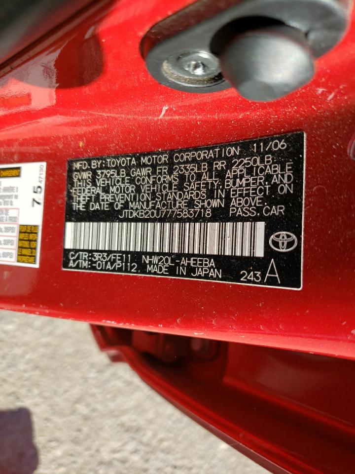 Photo 10 from auction – 2007 TOYOTA PRIUS with VIN JTDKB20U777583718