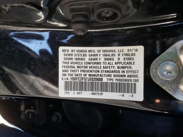 Photo 10 from auction – 2018 HONDA CIVIC LX with VIN 19XFC2F57JE020688
