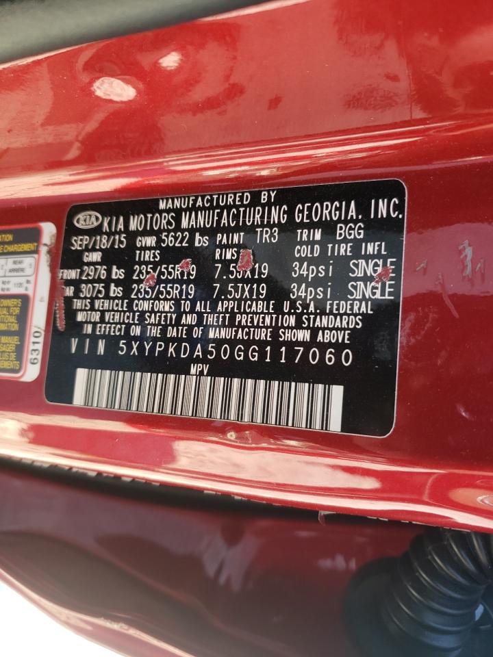 Photo 10 from auction – 2016 KIA SORENTO SX with VIN 5XYPKDA50GG117060